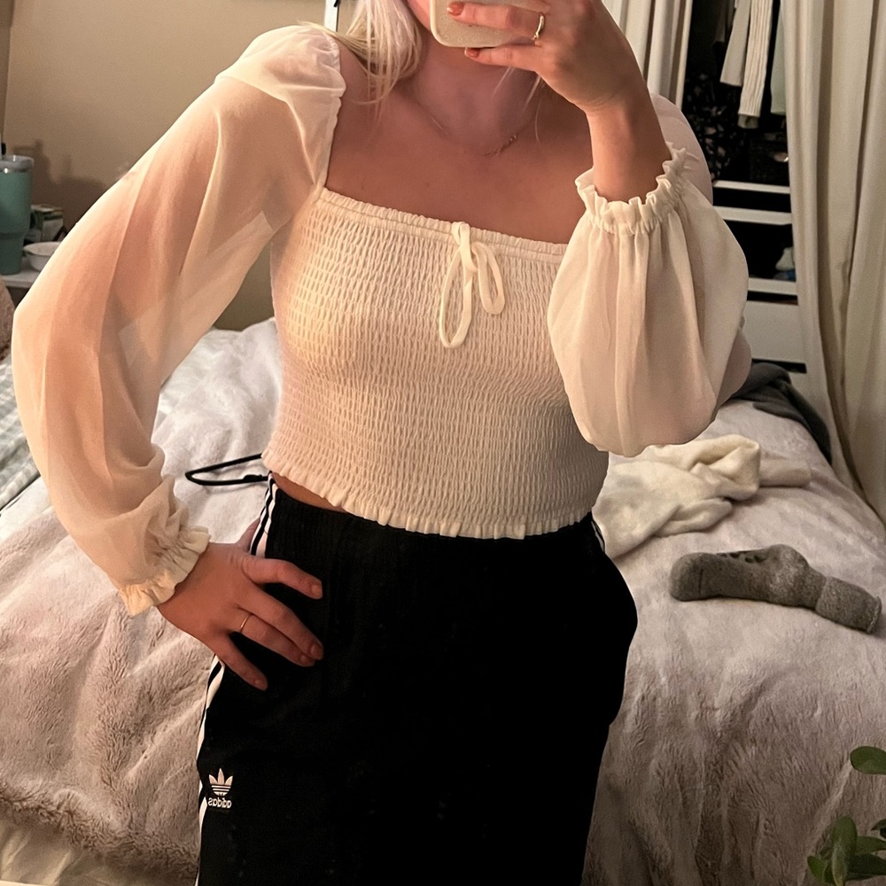 Aritzia small blouse white off shoulder or on